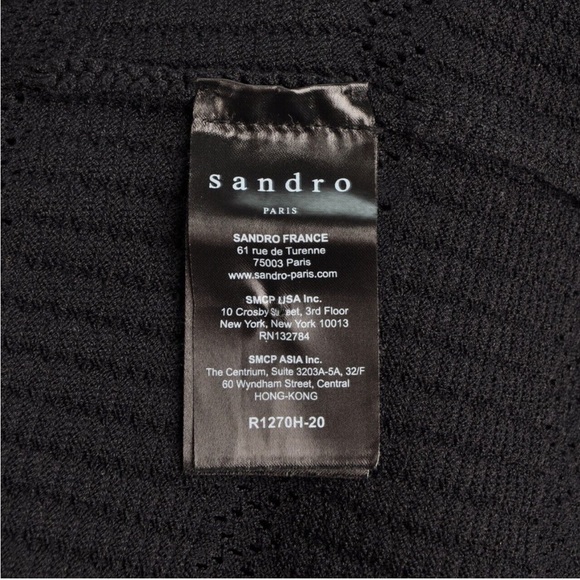 Sandro Paris Carmen Women’s Black Knit Stretch Sweater Dress Fluted Cuffs Sz S - Picture 13 of 16